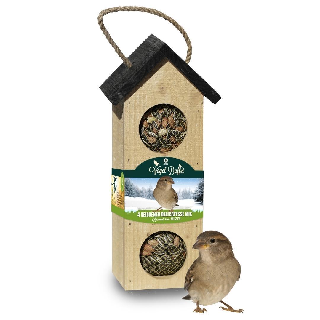 Vogelvoederhuisje kopen bij Plant & Bomeshop - Chalet Feeder Vogelhuisje - 500 gram - Mussen