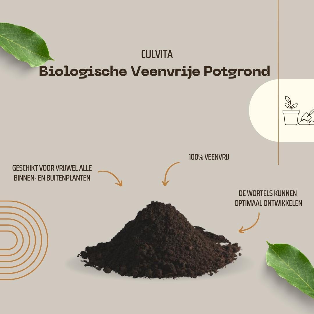 Culvita | Biologische Veenvrije potgrond 40 liter - Potgrond voor kamerplanten & buitenplanten - inclusief organische meststof