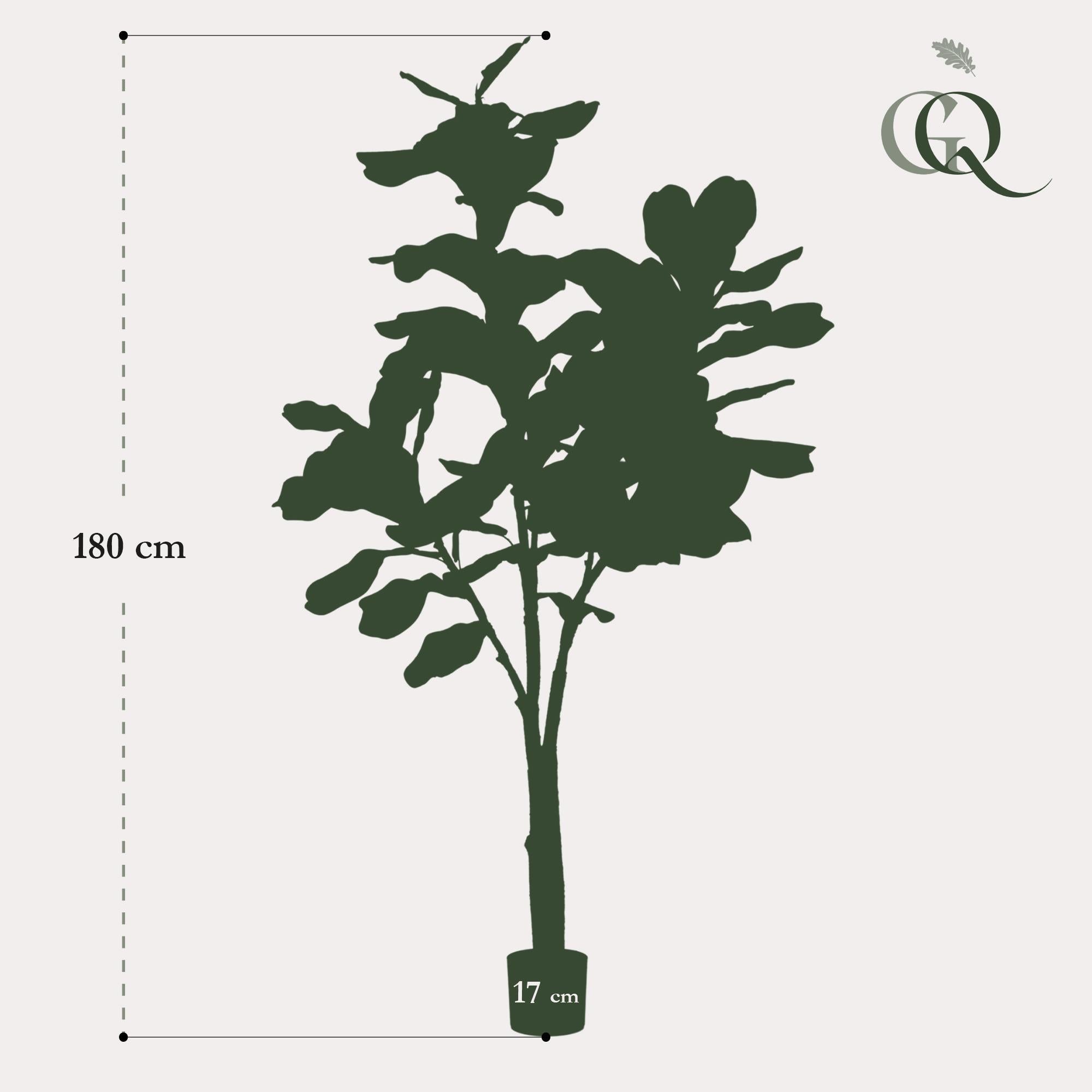 Ficus Lyrata Tabaksplant - Realistische kunstplant 180 cm - Voor thuis of op kantoor