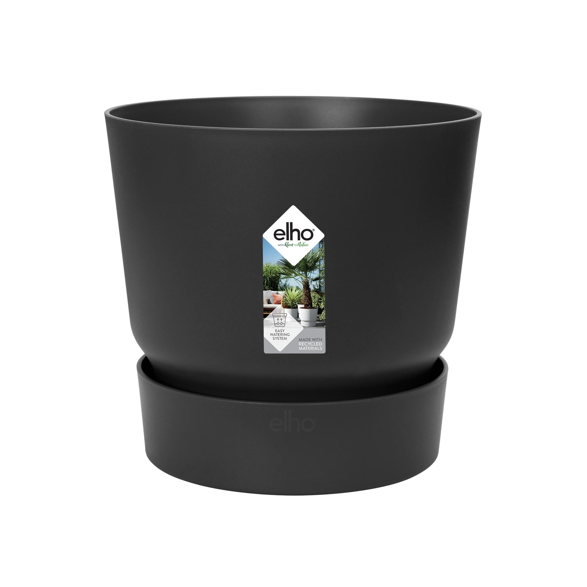 Pot Elho Greenville Round Zwart kopen bij Plant & Bomenshop